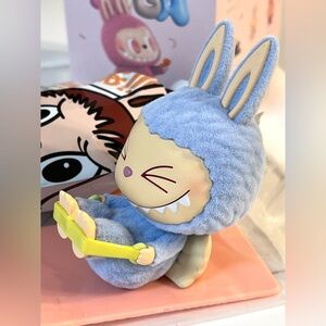 Authentic Pop Mart The Monsters Labubu Lazy Yoga Blue Stretch Out Figurine OPEN
